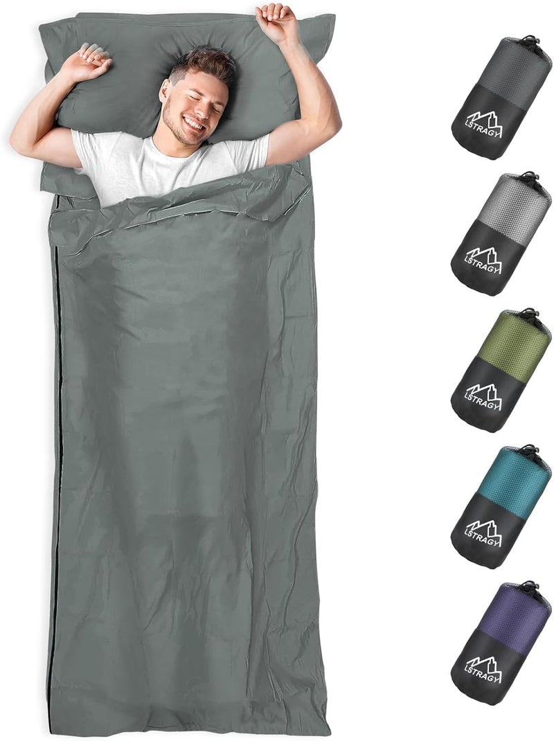 LSTRAGY Sleeping Bag Liner, Adult Sleep Sack & Travel Sheets, Lightweight Single and Portable Camping Sleeping Bag Liners - Ideal for Traveling, Hostels and Camping - Image 1